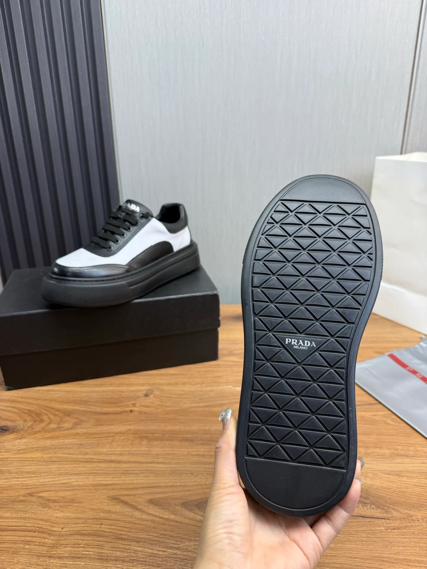Men's shoes 💰440💰 PRADA【Prada】Men's new casual shoes ⬆️Imported cowhide + genuine leather lining. Anti-slip outsole, 38-44 (customized at 45)